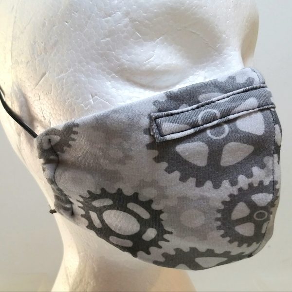 Face Mask with Cogs and Gears Pattern