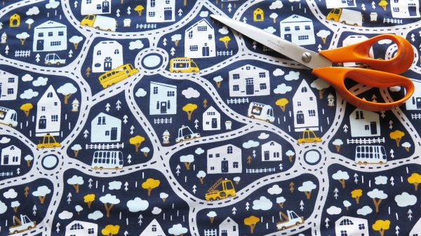 street scene print fabric