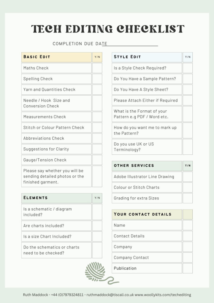 TECH EDITING CHECKLIST