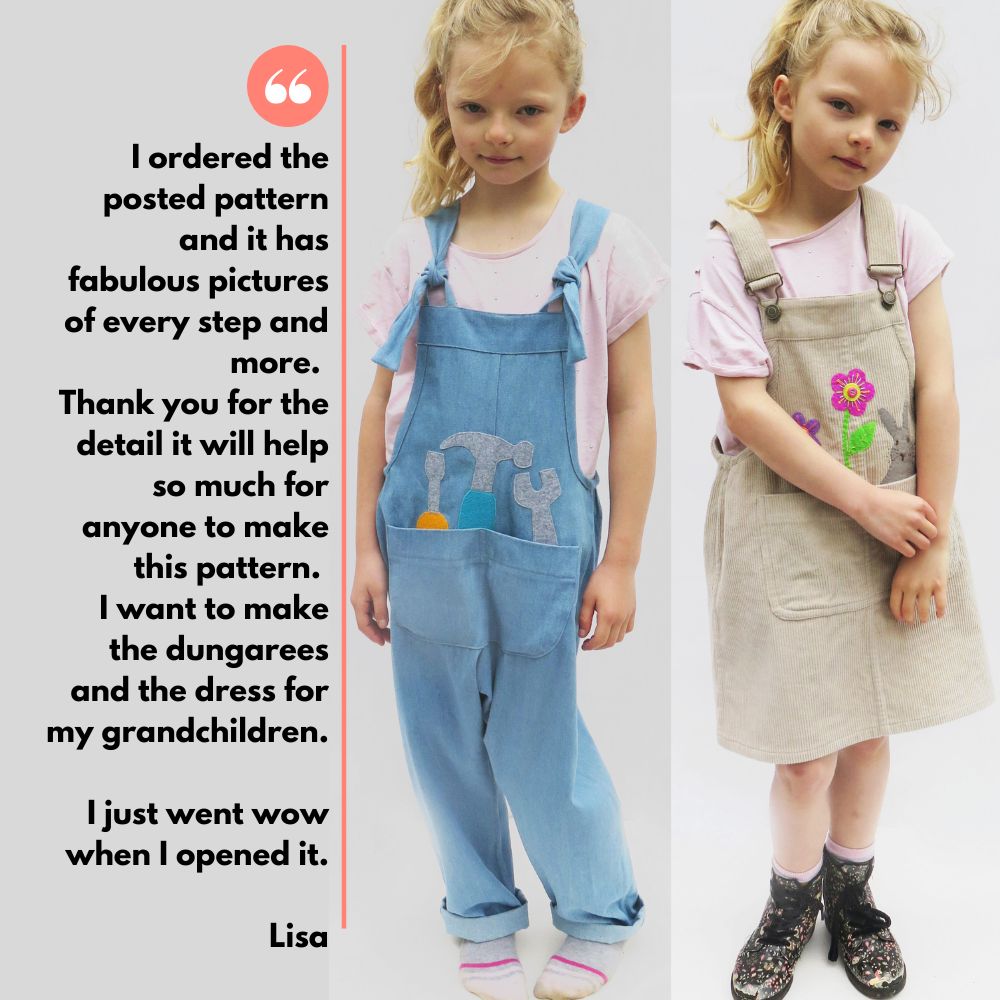 Dungarees sewing pattern especially for sensory kids