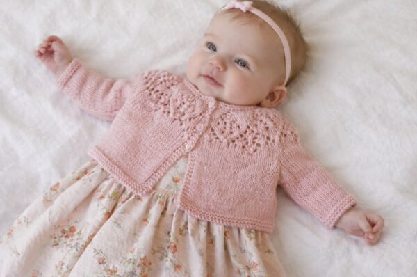 Baby Cardigan with Lace Yoke top down