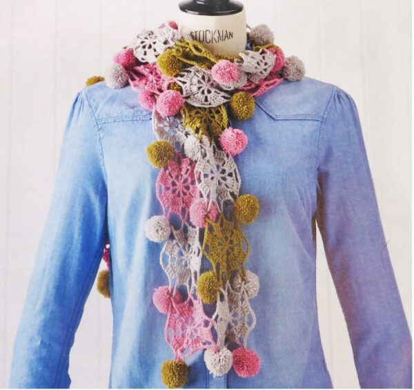 pretty scarf with pom pom