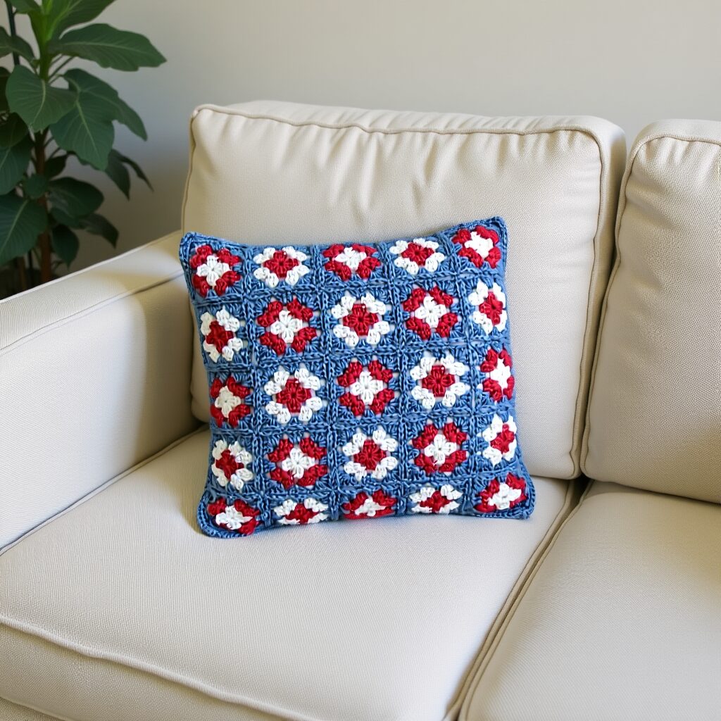 granny square cushion cover