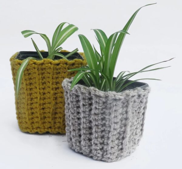 crochet flower pot cover