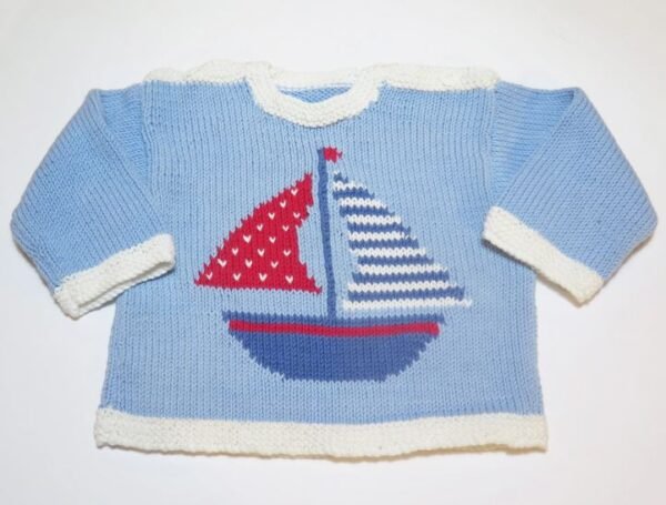 sailing boat sweater knitting pattern for baby
