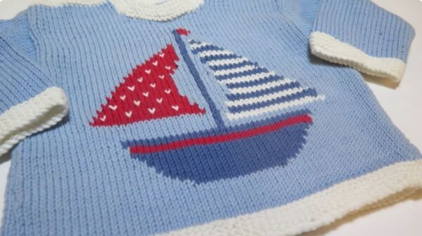 sailing boat sweater knitting pattern for baby