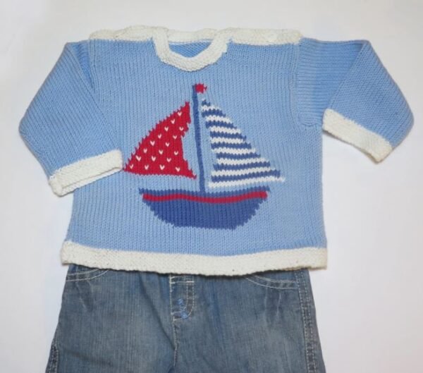 sailing boat sweater knitting pattern for baby
